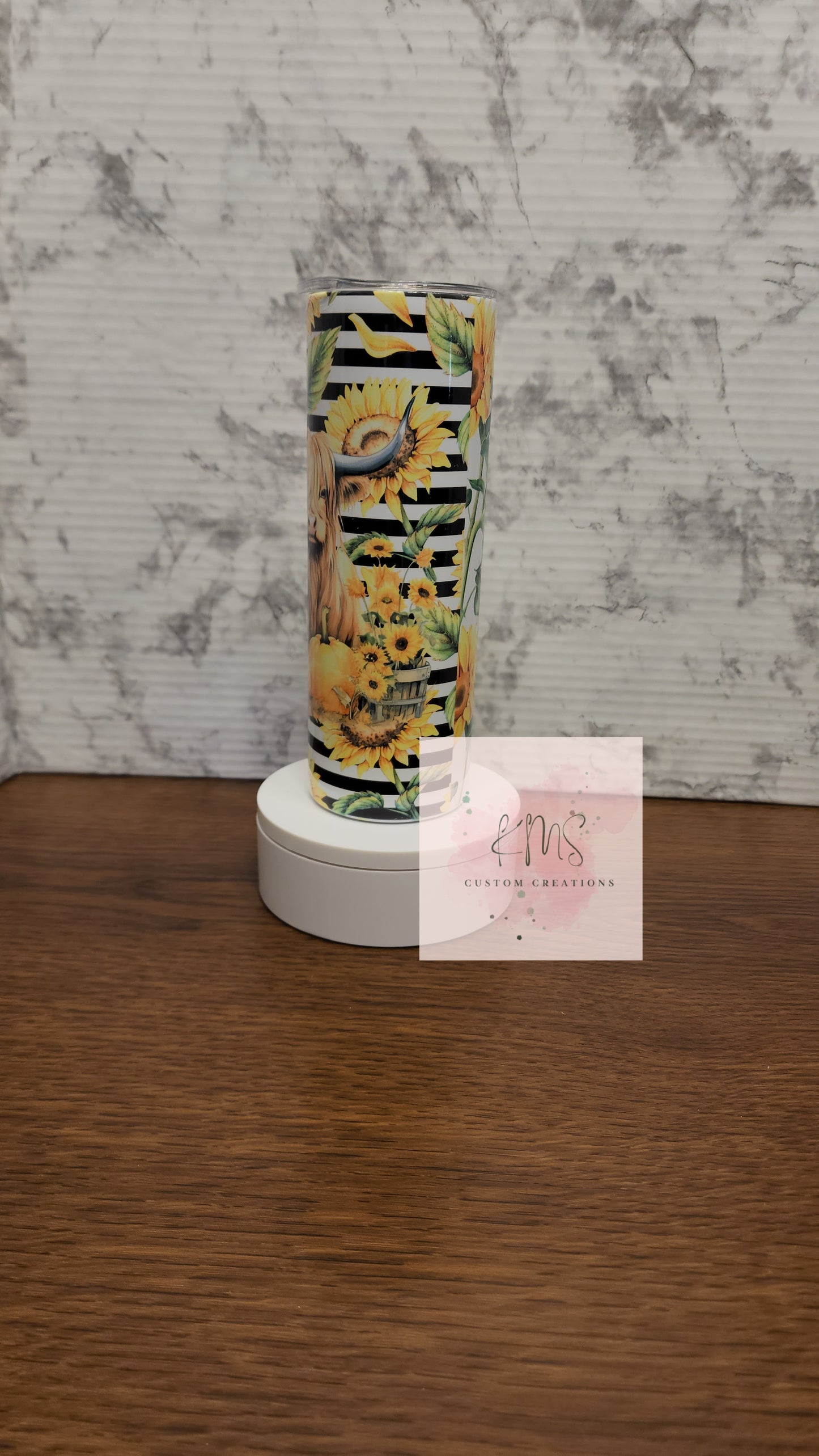 Highland cow and sunflowers tumbler