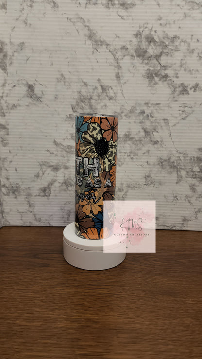 Floral faith as strong as wildflowers tumbler